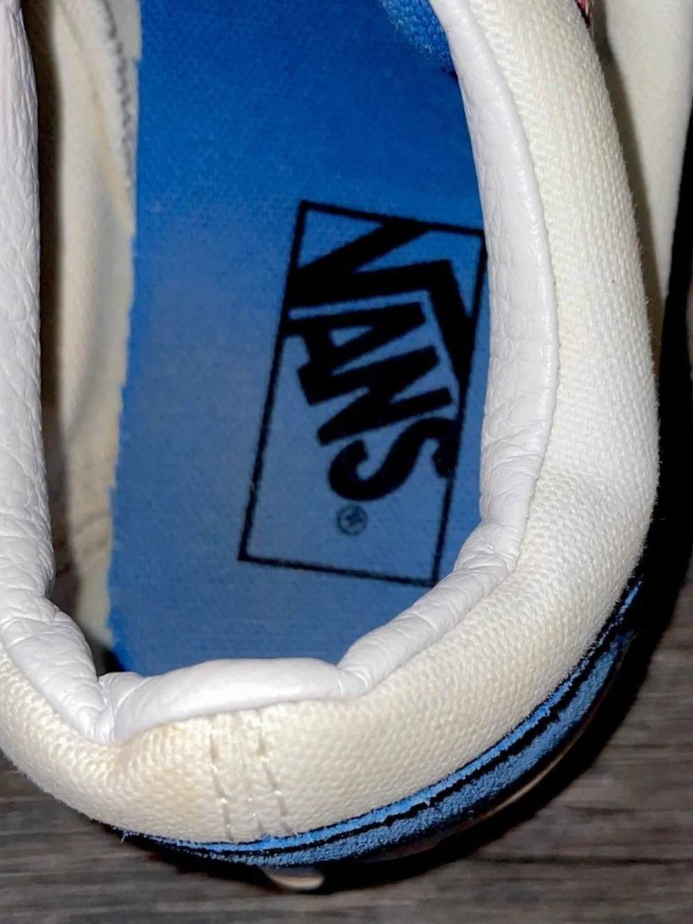 Vans Men's 5.5/Womens 7 Sneakers Blue SuedeSPort Pop Old Skool White Canvas/Red